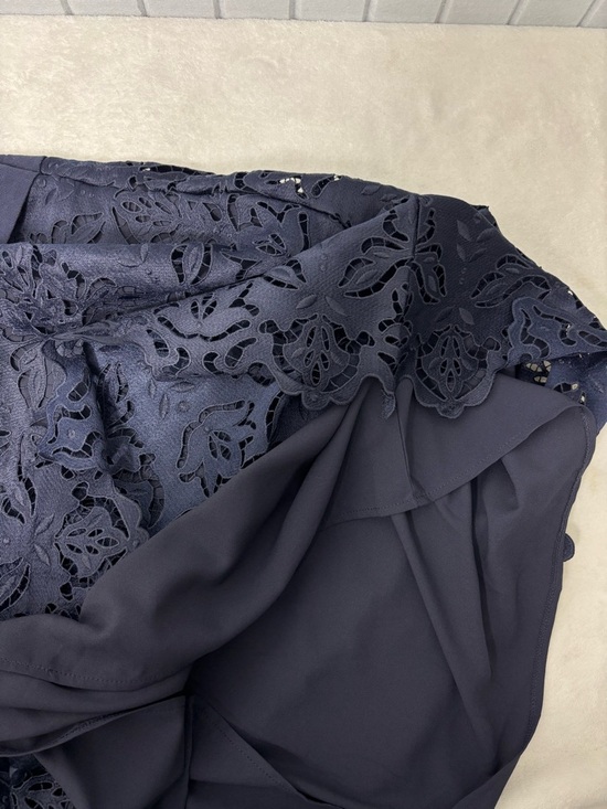 Ann Taylor Navy Lace Fit & Flare Dress Elegant Cocktail Wedding Guest 1/2 Sleeve Ann Taylor Navy Lace Fit & Flare Dress Elegant Cocktail Wedding Guest 1/2 Sleeve